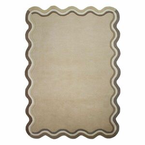 Natúr színű kézi szövésű gyapjú szőnyeg 160x230 cm Leo Scallop – Flair Rugs kép