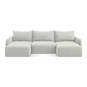 Világosszürke bársony kinyitható-tárolóhelyes sarokkanapé (U alakú) Kalena – Makamii kép