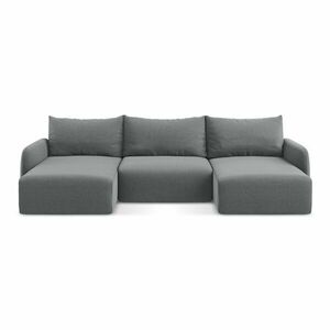 Szürke bársony kinyitható-tárolóhelyes sarokkanapé (U alakú) Kalena – Makamii kép