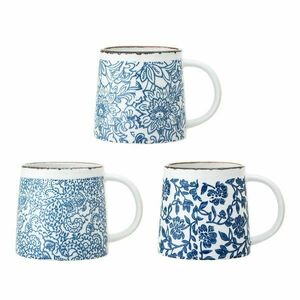 Fehér-kék kőedény bögre szett 3 db-os Molly – Bloomingville kép