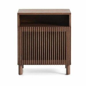 Sötétbarna éjjeliszekrény diófa dekorral Beyla – Kave Home kép