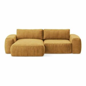 Mustársárga zsenília kinyitható sarokkanapé (bal oldali-heverő résszel) Kuki – Makamii kép