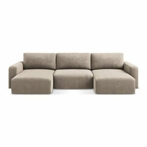 Bézs zsenília kinyitható-tárolóhelyes sarokkanapé (U alakú) Kona – Makamii kép