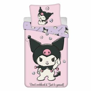 Rózsaszín egyszemélyes pamut gyerek ágyneműhuzat 140x200 cm Hello Kitty "Kuromi" – Jerry Fabrics kép