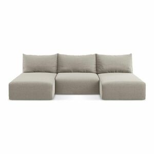 Szürkésbarna bársony kinyitható-tárolóhelyes sarokkanapé (U alakú) Kalena – Makamii kép