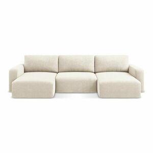 Krémszínű zsenília kinyitható-tárolóhelyes sarokkanapé (U alakú) Kona – Makamii kép