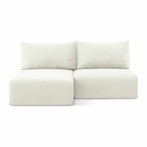 Krémszínű bársony kinyitható-tárolóhelyes sarokkanapé (bal oldali-heverő résszel) Kalena – Makamii kép