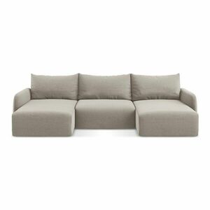 Szürkésbarna bársony kinyitható-tárolóhelyes sarokkanapé (U alakú) Kalena – Makamii kép