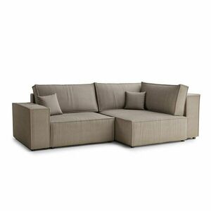 Bézs kordbársony kinyitható-tárolóhelyes sarokkanapé (jobb oldali-L alakú) Tonga – Maison de Rêve kép