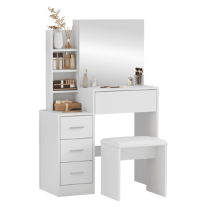 Fésülködőasztal puffal, fehér, RADAS kép