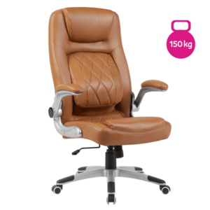 Irodai szék, barna ekobőr/ezüst, teherbírás 150 kg, GREKO kép