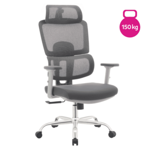 Irodai szék, szürke/króm, teherbírás 150 kg, BYRON kép