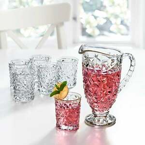 Üvegkancsó + 6 üvegpohár kép