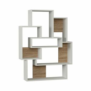 Modern aszimmetrikus polc 132x101x22cm fehér-tölgy kép
