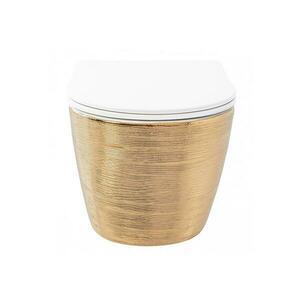 Függő WC csésze Carlo Mini Rimless Gold Brush/White kép