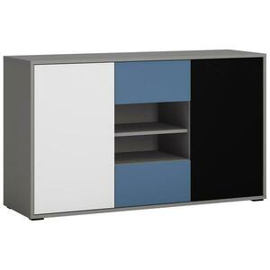 Komód Laser LASK02B 2D2S platina szürke/fekete gyöngy/alpesi fehér/kék kép