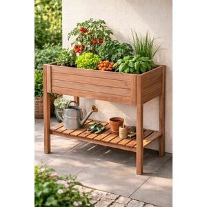 Dechland fa Magaságyás polccal 78 x77, 5x39, 5cm + Agroszövet - Barna kép