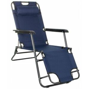 Springos kerti Napozószék, összecsukható, 120kg - Sötétkék kép