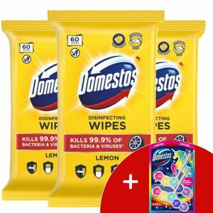 Domestos Higiénikus Törlőkendő Lemon 3x60db + AJándék Domestos Po... kép
