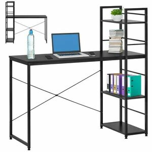 Springos íróasztal polcokkal 120x64x120cm - Fekete kép