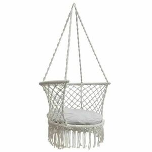 Kerti függő hintafotel, szürke boho fészek, Ø80 cm, 150 kg teherbírás kép