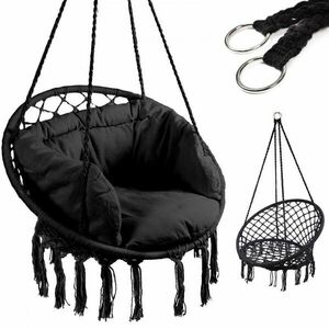 OEM Swing rojtos függőfotel párnákkal, 80cm, 150kg teherbírás, Fekete kép