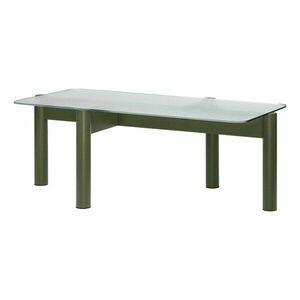 Zöld dohányzóasztal üveg asztallappal 55x105 cm Kob – noo.ma kép