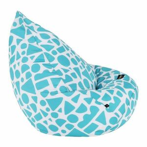 Geometrikus mintás babzsákfotel, világoskék-fehér - HULK - Butopêa kép