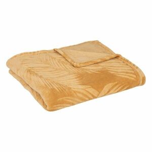 Bársonyszövet takaró, okkersárga, levél mintával - CHERIE - Butopêa kép