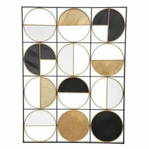 Fali dekoráció 100x76 cm, kör formákkal, fém, fehér - bézs - fekete - GEOMETRICO - Butopêa kép