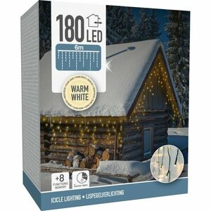 Icicle meleg fehér karácsonyi fényfüzér, 180 LED, 6 m kép