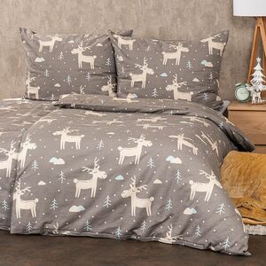 4Home Happy reindeer flanel ágyneműhuzat, 160 x 200 cm, 70 x 80 cm kép