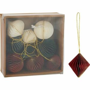 Ornaments 9 db-os karácsonyi díszkészlet, piros-zöld-fehér, 6 cm, honeycomb kép