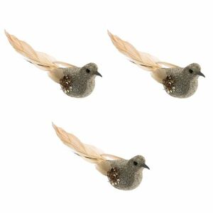 Madarak csipeszen karácsonyi dekoráció készlet3 db , arany kép