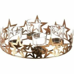 Csillagok adventi gyertyatartó, arany, fém, átmérő 25 cm kép