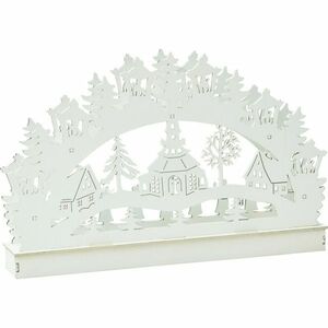 Karácsonyi LED dekoráció Templom házikókkal, 29x4, 5x19 cm, 6 LED, meleg fehér kép