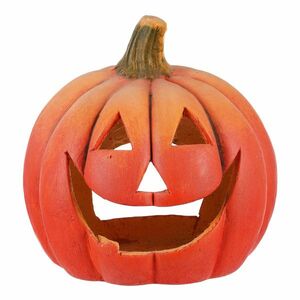 Tök gyertyatartó faragott narancssárga, terrakotta, átmérő 26 cm kép