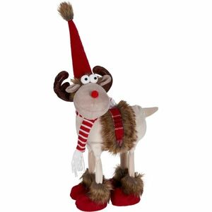 Karácsonyi dekoráció Pikkelyes szarvas piros-fehérsállal, 23 x 15 x 37 cm kép