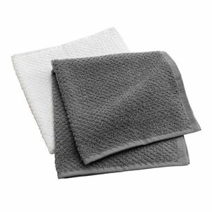 Fehér-szürke frottír pamut törölköző szett 2 db-os 50x50 cm Gourmet – douceur d'intérieur kép