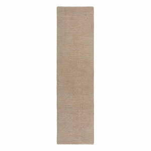 Bézs kézi szövésű gyapjú futószőnyeg 80x230 cm Harris Boucle – Flair Rugs kép