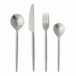 Ezüstszínű rozsdamentes acél négyszemélyes evőeszköz készlet 16 db-os Bronte – Bizzotto kép