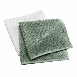 Fehér-zöld frottír pamut törölköző szett 2 db-os 50x50 cm Gourmet – douceur d'intérieur kép