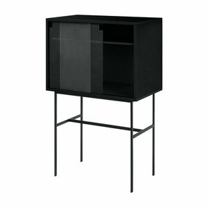 Fekete tálalószekrény tolóajtóval 70x109x40 cm Lekko – noo.ma kép