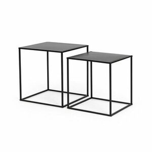 Fekete fém dohányzóasztal szett 2 db-os 38x38 cm Alrik – Yes Everyday kép