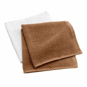 Fehér-terrakotta színű frottír pamut törölköző szett 2 db-os 50x50 cm Gourmet – douceur d'intérieur kép