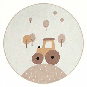 Bézs mosható gyerek szőnyeg ø120 cm Tractor World – Mila Home kép