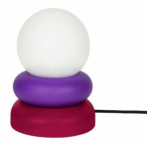 Piros-lila tömörfa asztali lámpa üveg búrával (magasság 24 cm) Otem – noo.ma kép