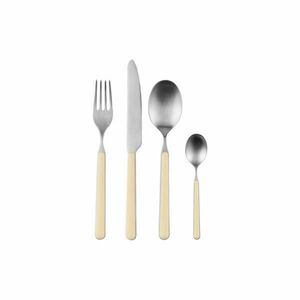 Világossárga-ezüstszínű rozsdamentes acél egyszemélyes evőeszköz készlet 4 db-os Noli – noo.ma kép