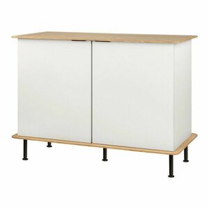 Szürkésbézs komód kábellyukkal tölgyfa dekorral 120x88x50 cm Suumo – noo.ma kép