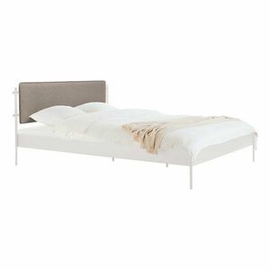 Fehér acél kárpitozott franciaágy ágyráccsal 180x200 cm Eton Basic – noo.ma kép